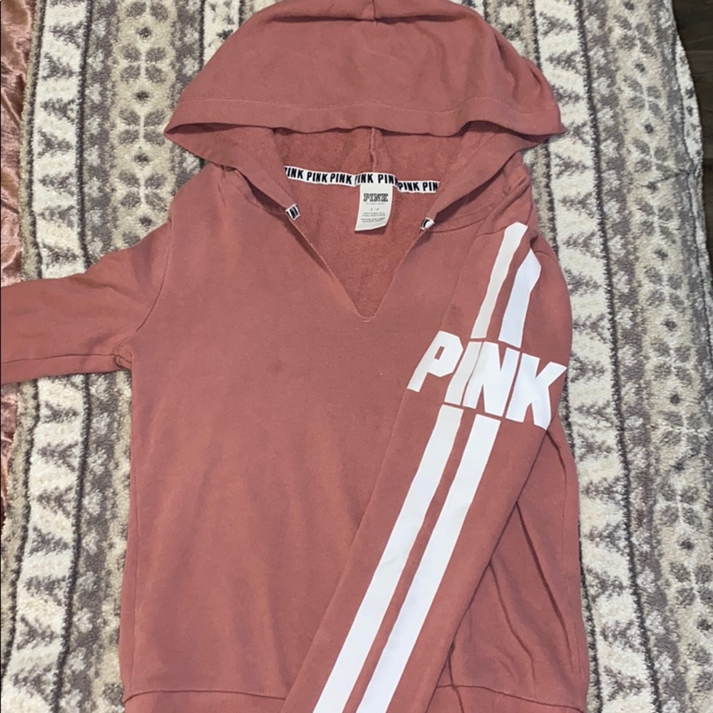 PINK V- neck Hoodie